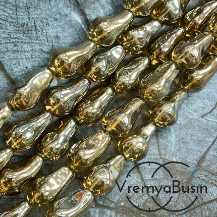 Бусины из гладкого стекла «Барочный жемчуг», 13х22 мм  (1/2 нити, ок. 10 шт.)