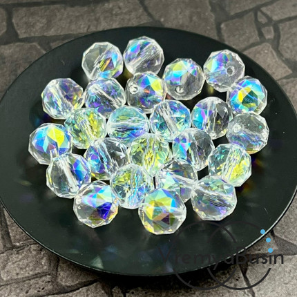 Бусины из граненого хрустального стекла, шарик 10 мм, цв. белый перламутровый (1 шт.)