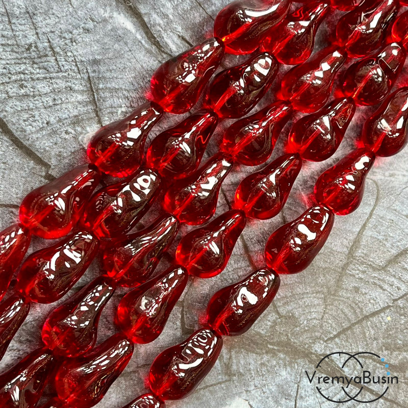 Бусины из гладкого стекла «Барочный жемчуг», 13х22 мм  (1/2 нити, ок. 10 шт.)