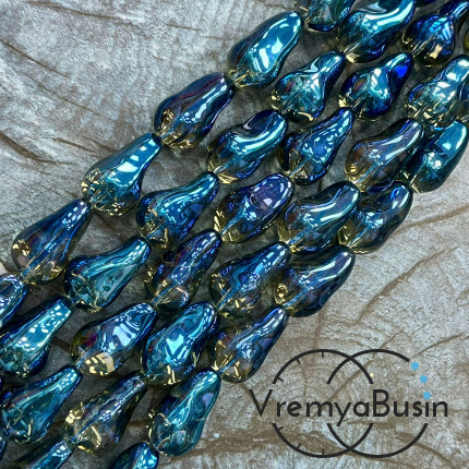 Бусины из гладкого стекла «Барочный жемчуг», 13х22 мм  (1/2 нити, ок. 10 шт.)