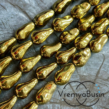 Бусины из гладкого стекла «Барочный жемчуг», 13х22 мм  (1/2 нити, ок. 10 шт.)