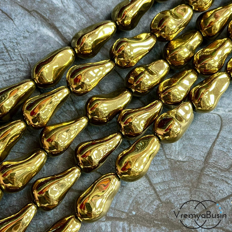 Бусины из гладкого стекла «Барочный жемчуг», 13х22 мм  (1/2 нити, ок. 10 шт.)