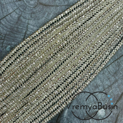 Гематит, рондель граненый 2х4 мм, цв.    светлое серебро   (нить, ок. 180 шт.)