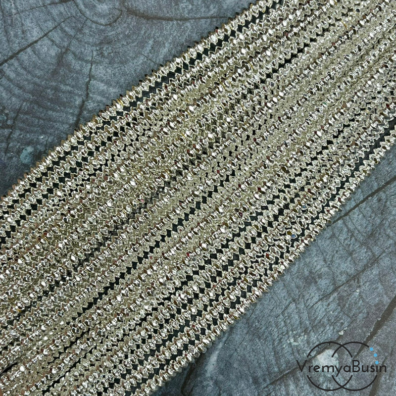 Гематит, рондель граненый 2х4 мм, цв.    светлое серебро   (нить, ок. 180 шт.)