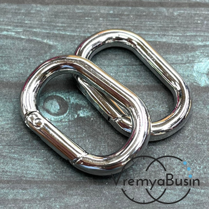 Карабин-кольцо, овальный 20х30 мм, латунь с родиевым покрытием (1 шт.)