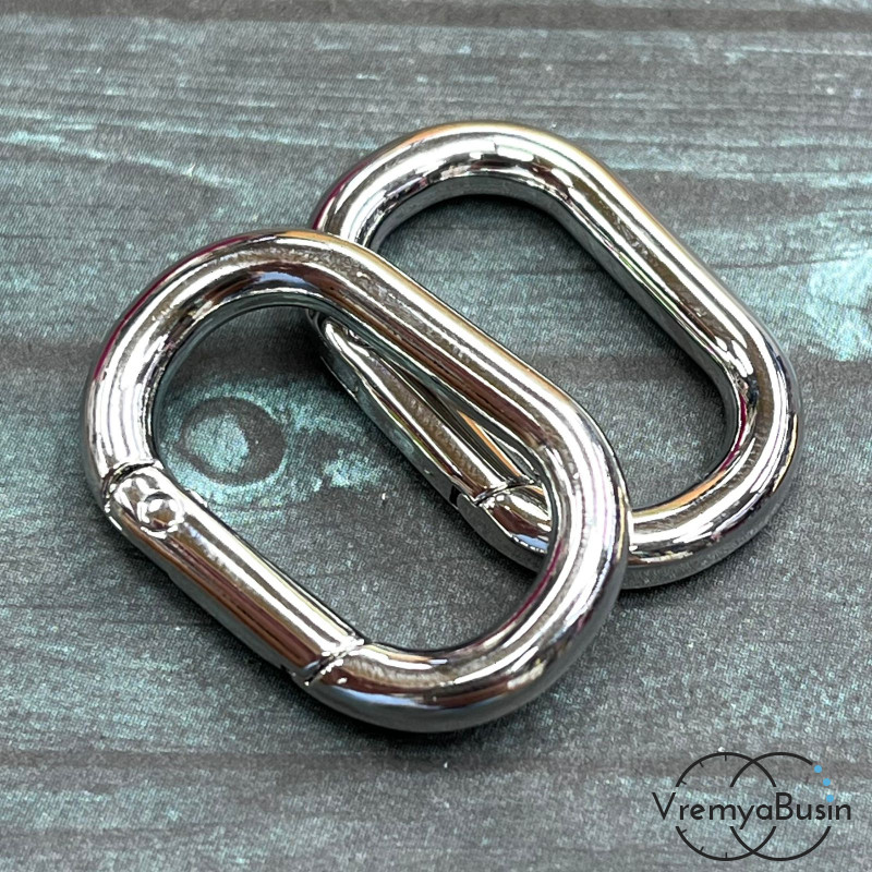 Карабин-кольцо, овальный 20х30 мм, латунь с родиевым покрытием (1 шт.)