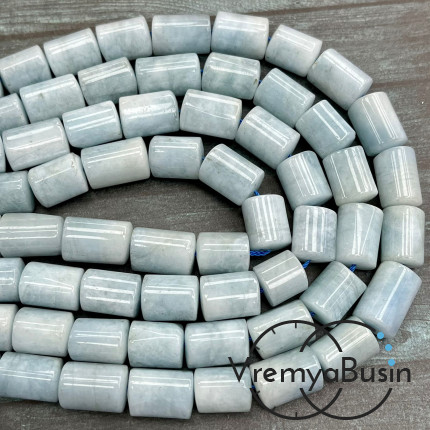 Аквамарин, трубочка треугольная гладкая 10х14 мм (1/2 нити, ок. 14 шт.)