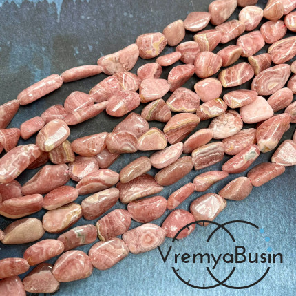 Родохрозит натур., галтовка овальная ок. 10х14 мм (нить, ок. 26 шт.)
