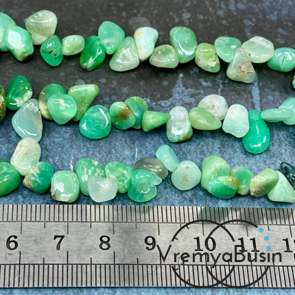 Хризопраз, галтовка мелкая с отверстием через край, ок. 6х9 мм (нить, ок. 90 шт.)