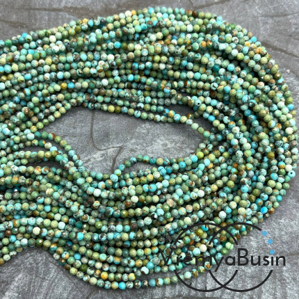 Бирюза, мелкие бусины с микроогранкой, шарик 2,5 мм  (нить, ок. 40 см.)