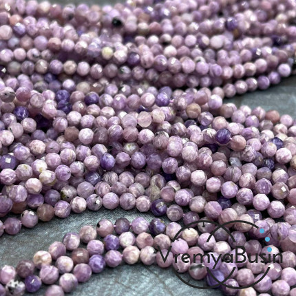 Чароит, мелкие бусины с микроогранкой, шарик 4 мм  (нить, ок. 40 см.)