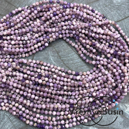 Чароит, мелкие бусины с микроогранкой, шарик 4 мм  (нить, ок. 40 см.)