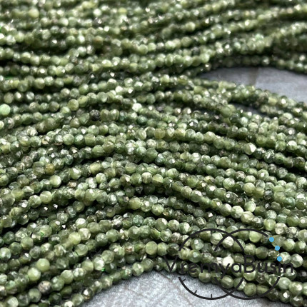 Серафинит, мелкие бусины с микроогранкой, шарик 2 мм  (нить, ок. 40 см.)