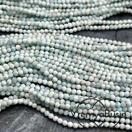 Ларимар, мелкие бусины с микроогранкой, шарик 2 мм  (нить, ок. 40 см.)