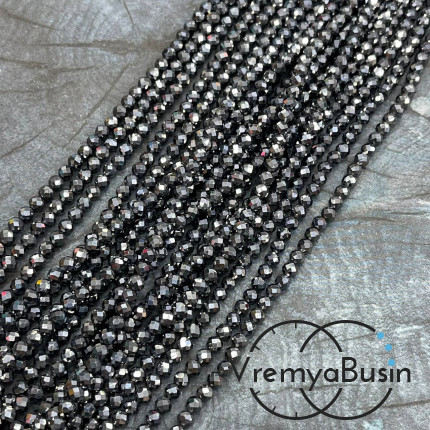 Марказит, мелкие бусины с микроогранкой, шарик 4 мм  (нить, ок. 40 см.)