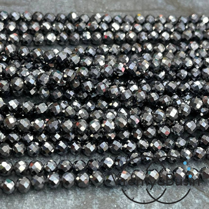 Марказит, мелкие бусины с микроогранкой, шарик 4 мм  (нить, ок. 40 см.)
