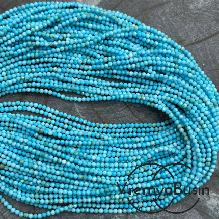 Турквенит (говлит), мелкие бусины с микроогранкой, шарик 2 мм  (нить, ок. 40 см.)