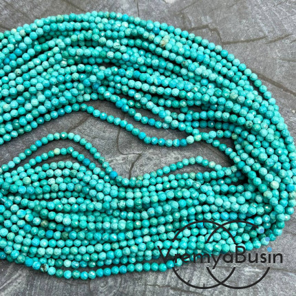 Турквенит (говлит), мелкие бусины с микроогранкой, шарик 3 мм  (нить, ок. 40 см.)