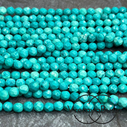 Турквенит (говлит), мелкие бусины с микроогранкой, шарик 4 мм  (нить, ок. 40 см.)