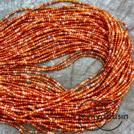 Сердолик, мелкие бусины с микроогранкой, шарик 2 мм  (нить, ок. 40 см.)