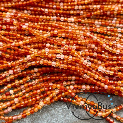 Сердолик, мелкие бусины с микроогранкой, шарик 2 мм  (нить, ок. 40 см.)