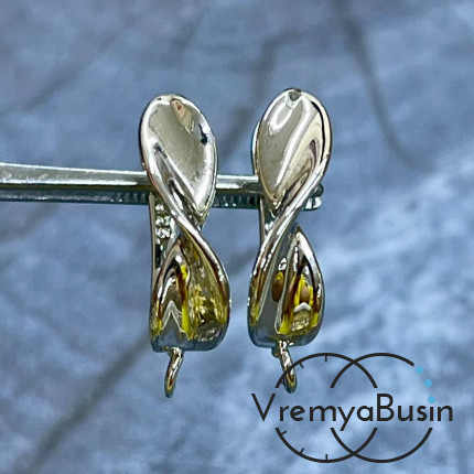 Швензы с английским замком, 21х5 мм, латунь с родиевым покрытием (1 пара)