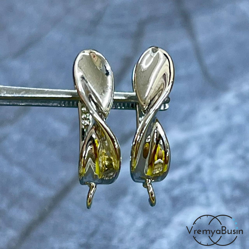 Швензы с английским замком, 21х5 мм, латунь с родиевым покрытием (1 пара)