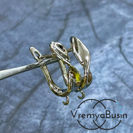 Швензы с английским замком, 21х5 мм, латунь с родиевым покрытием (1 пара)