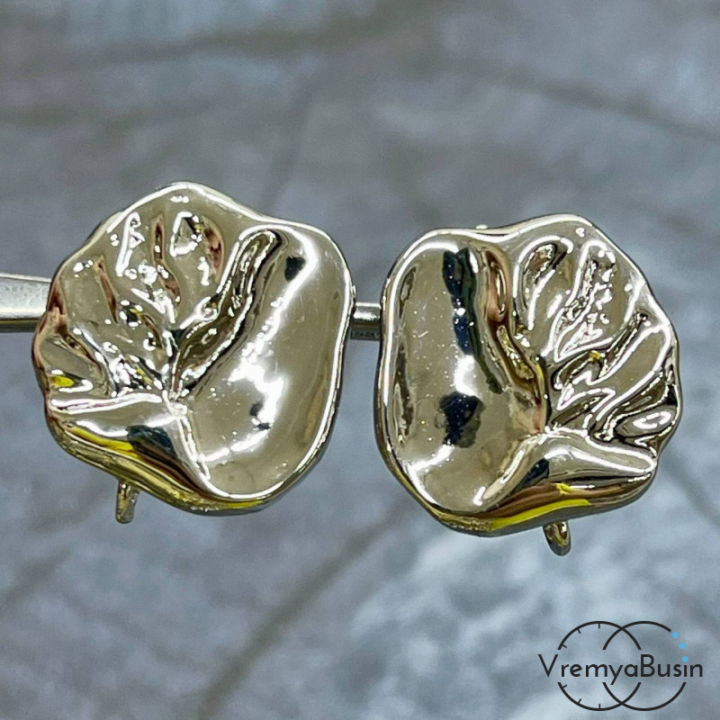 Швензы с английским замком, 18х16 мм, латунь с родиевым покрытием (1 пара)