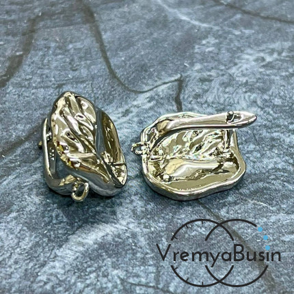 Швензы с английским замком, 18х16 мм, латунь с родиевым покрытием (1 пара)