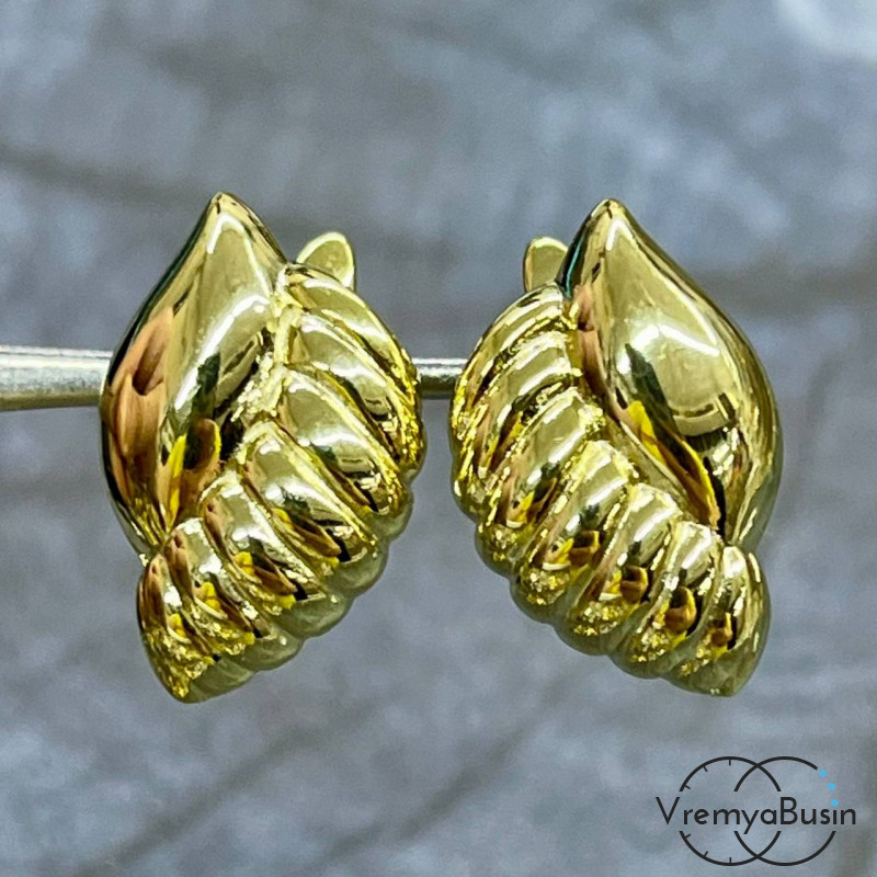 Швензы с английским замком, 19х12 мм, латунь с позолотой (1 пара)