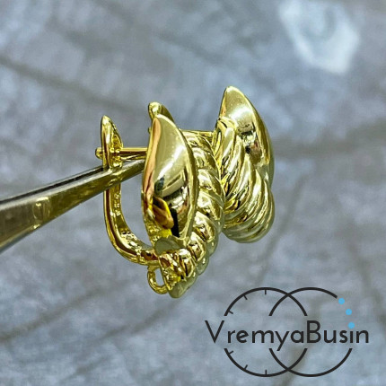 Швензы с английским замком, 19х12 мм, латунь с позолотой (1 пара)