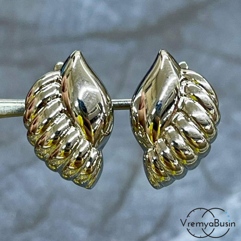 Швензы с английским замком, 19х12 мм, латунь с родиевым покрытием (1 пара)