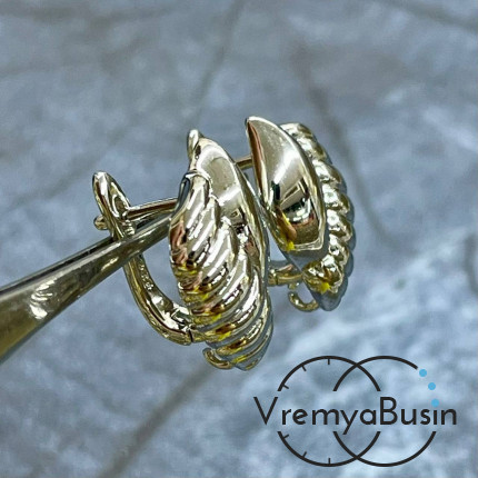 Швензы с английским замком, 19х12 мм, латунь с родиевым покрытием (1 пара)