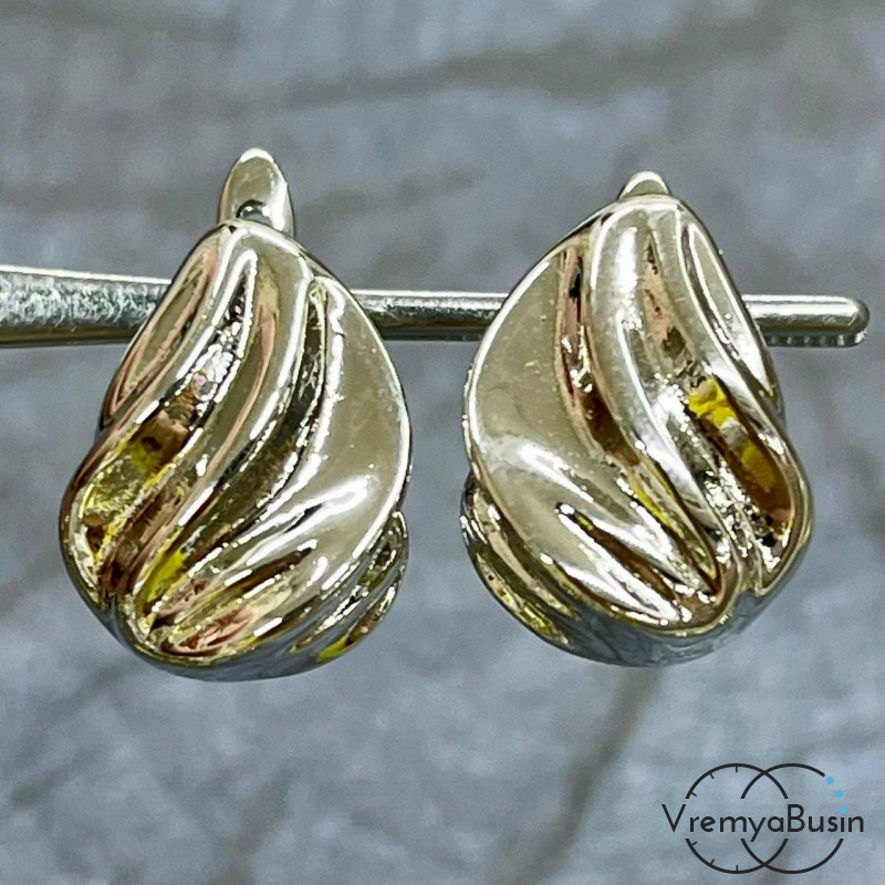 Швензы с английским замком, 17х13 мм, латунь с родиевым покрытием (1 пара)