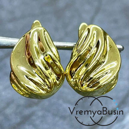 Швензы с английским замком, 17х13 мм, латунь с позолотой (1 пара)