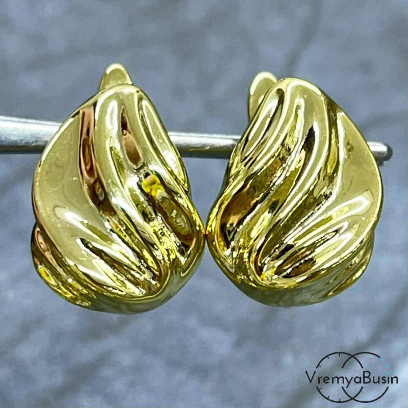 Швензы с английским замком, 17х13 мм, латунь с позолотой (1 пара)