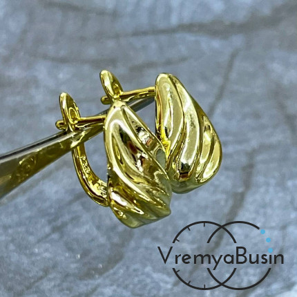 Швензы с английским замком, 17х13 мм, латунь с позолотой (1 пара)