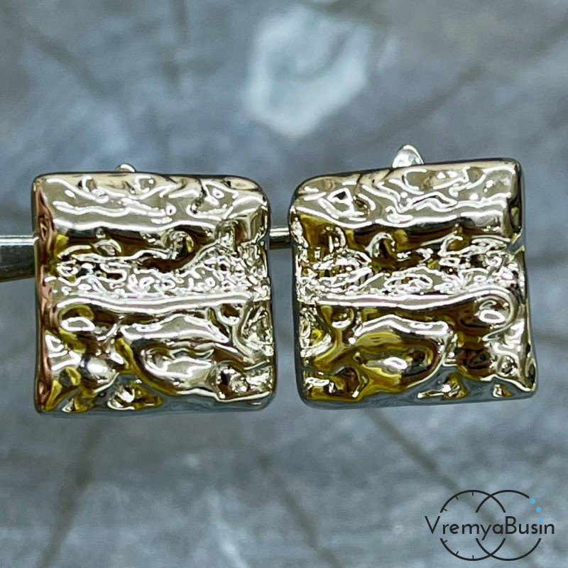 Швензы с английским замком, 17х17 мм, латунь с родиевым покрытием (1 пара)