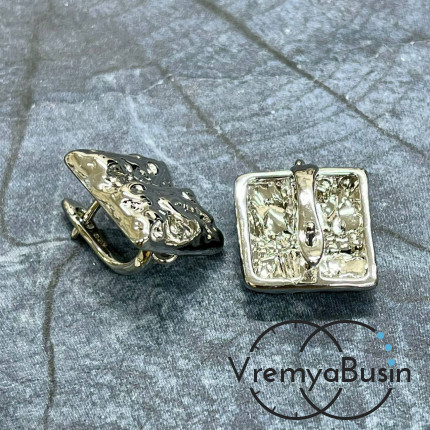 Швензы с английским замком, 17х17 мм, латунь с родиевым покрытием (1 пара)