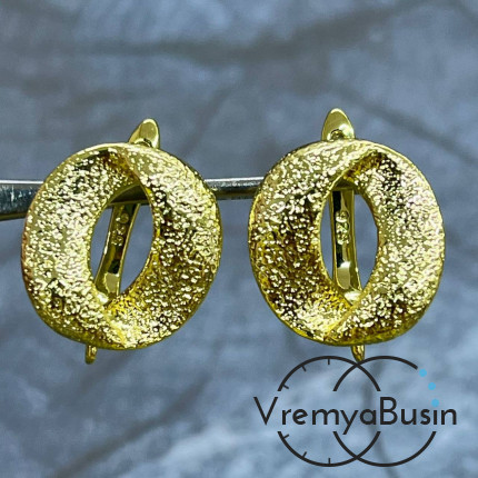 Швензы с английским замком, 18х15 мм, латунь с позолотой (1 пара)