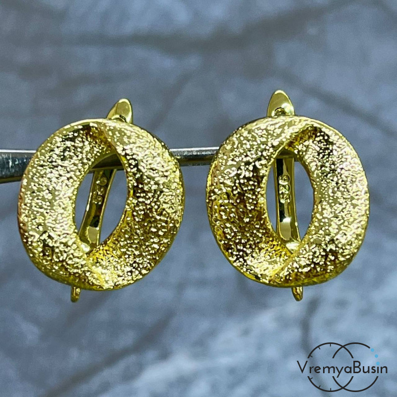 Швензы с английским замком, 18х15 мм, латунь с позолотой (1 пара)