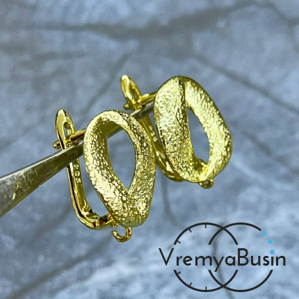 Швензы с английским замком, 18х15 мм, латунь с позолотой (1 пара)