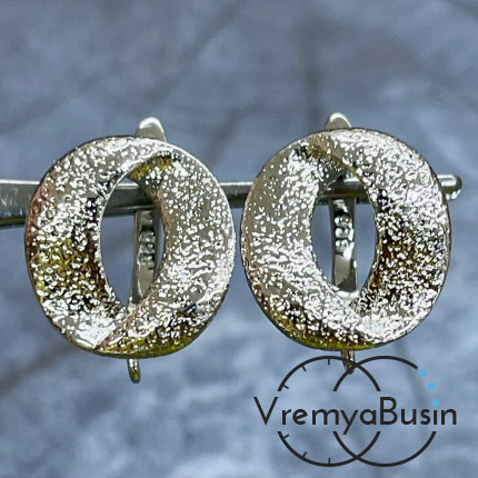 Швензы с английским замком, 18х15 мм, латунь с родиевым покрытием (1 пара)