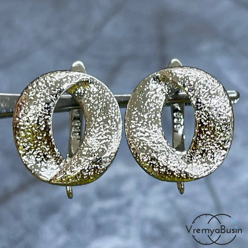 Швензы с английским замком, 18х15 мм, латунь с родиевым покрытием (1 пара)