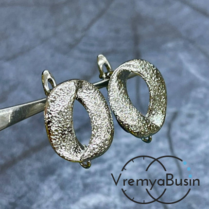 Швензы с английским замком, 18х15 мм, латунь с родиевым покрытием (1 пара)