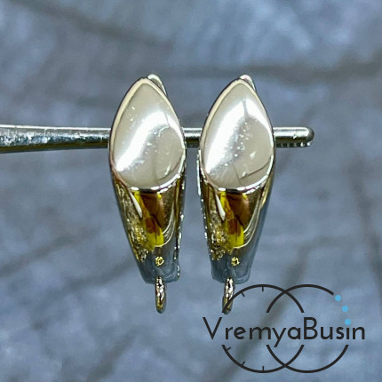 Швензы с английским замком, 21х7 мм, латунь с родиевым покрытием (1 пара)