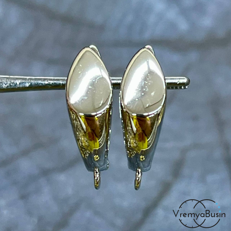 Швензы с английским замком, 21х7 мм, латунь с родиевым покрытием (1 пара)