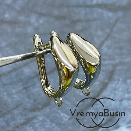 Швензы с английским замком, 21х7 мм, латунь с родиевым покрытием (1 пара)