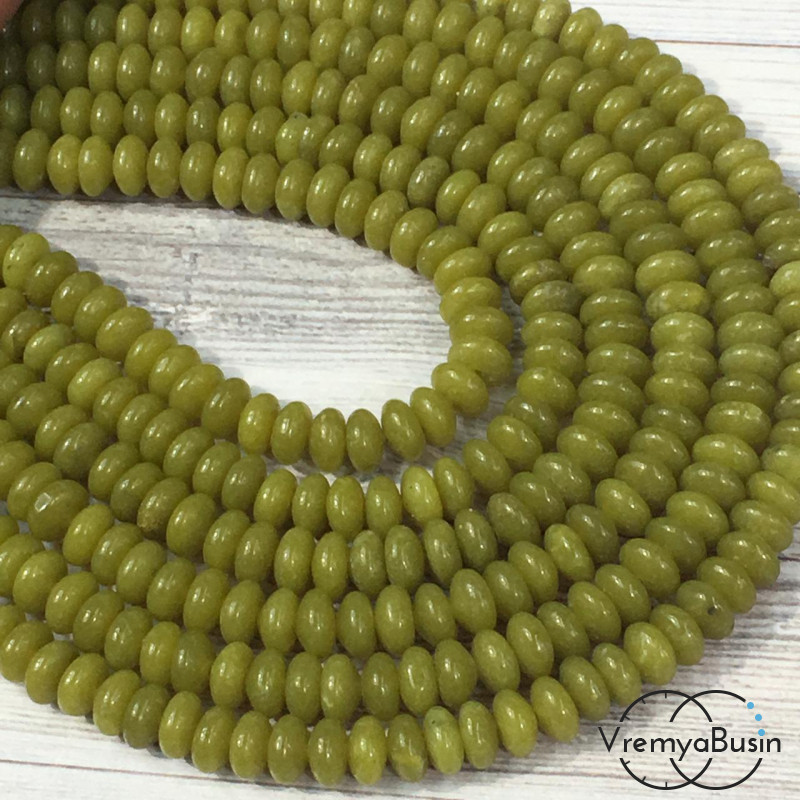 Жадеит натур., рондель гладкий 3х6 мм (1/2 нити, ок. 60 шт.)